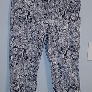 Blue and white paisley Capri's worn once